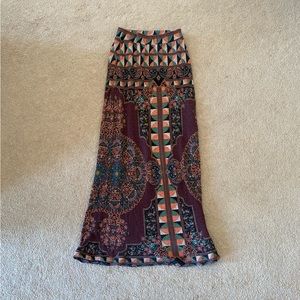 🦉Farm Rio Brown Autumn Multi-patterned Maximalist Festival Boho Maxi Skirt🦉